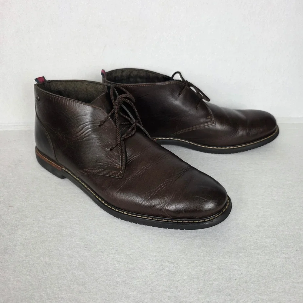 Timberland Mens 5511A Dark Brown Leather Chukka Boots Size 11.5 Lace Up Mid Top